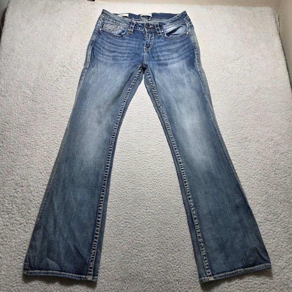 Vigoss Jeans Womens 8 Blue Bootcut Thick Stitch Embellished Y2K Boho Denim Jeans